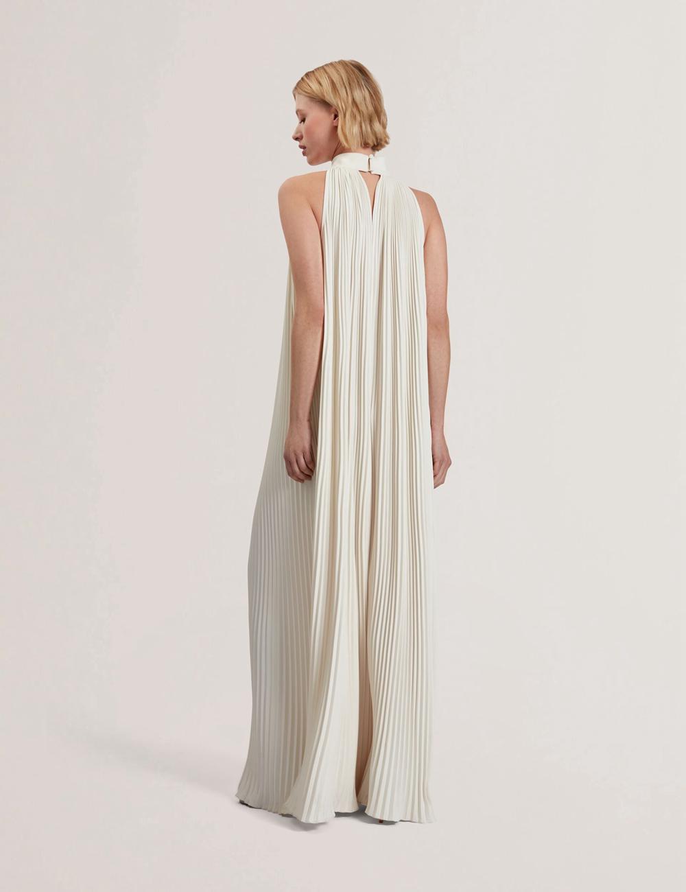 Coral Women Ted Baker AKALA - Halter Neck Keyhole Detail Pleated Maxi Dresses | SA  FVO-638591