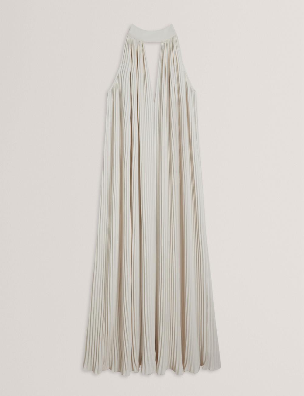 Coral Women Ted Baker AKALA - Halter Neck Keyhole Detail Pleated Maxi Dresses | SA  FVO-638591