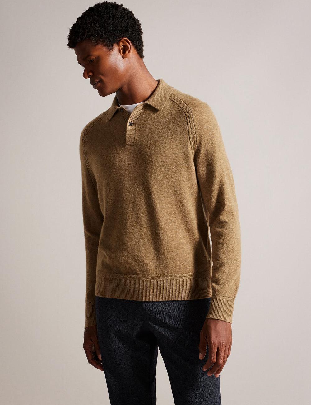 Dk-Brown Men Ted Baker KAROLT - Cashmere Knit Long Sleeve Top Jumpers | SA  ZQT-547968