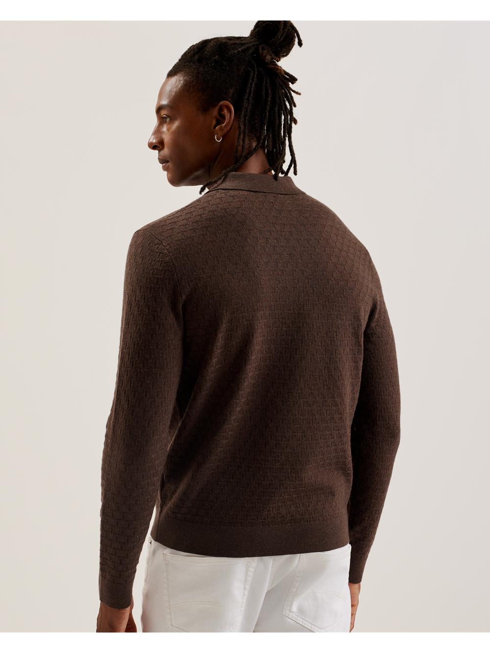Dk-Brown Men Ted Baker MORAR - Long Sleeve T Stitch Knitted Jumpers | SA  WYJ-897204