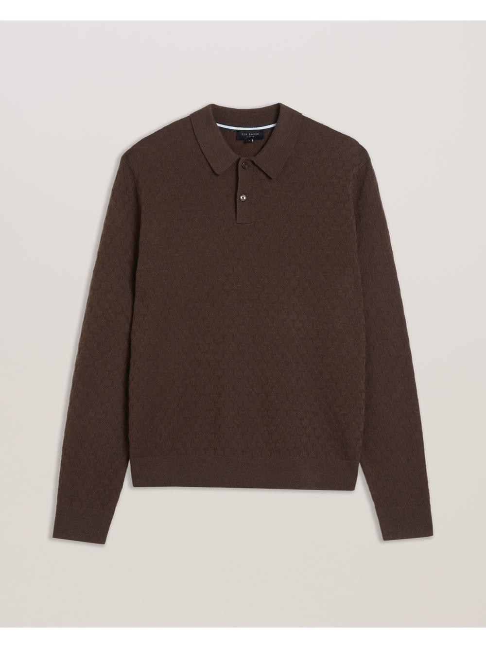 Dk-Brown Men Ted Baker MORAR - Long Sleeve T Stitch Knitted Jumpers | SA  WYJ-897204