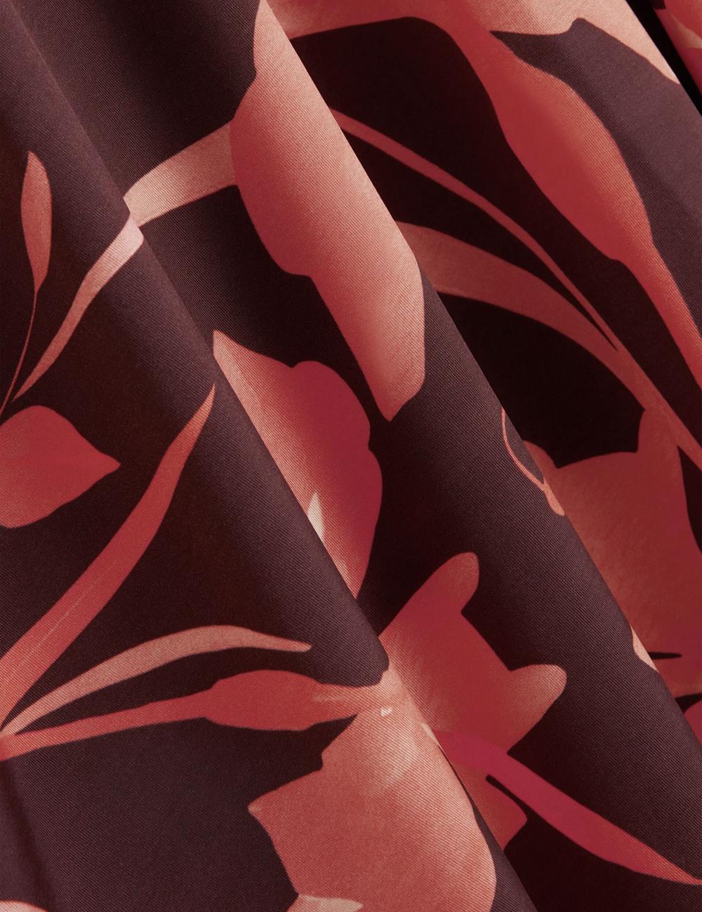 Dk-Brown Women Ted Baker STARLAH - Slinky Printed Jersey Long Sleeve Midi Dresses | SA  PUN-078126
