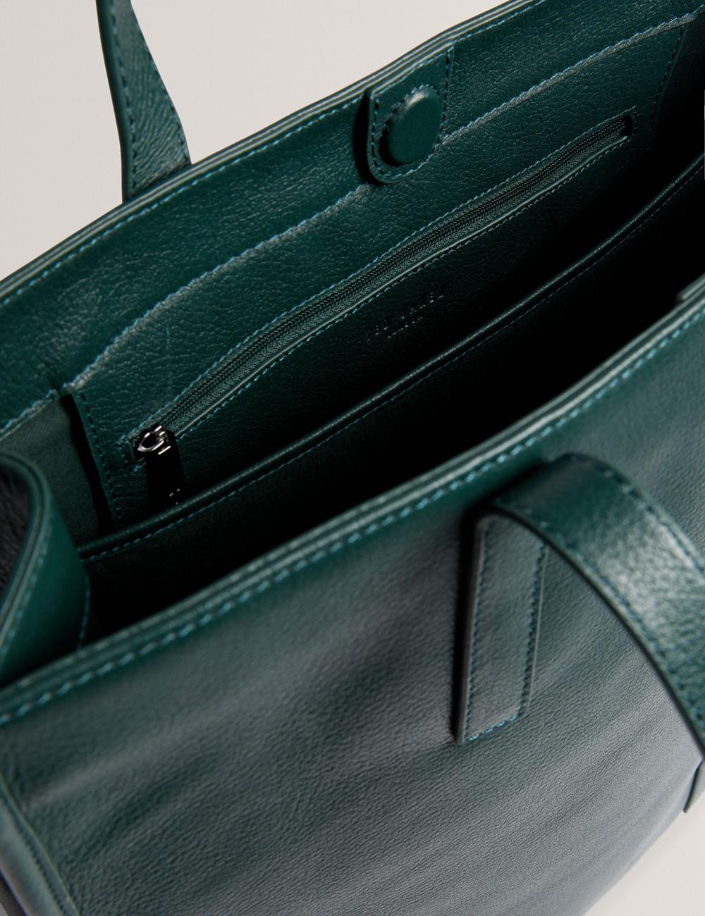 Dk-Green Men Ted Baker GRIFFIS - Tall Grained Leather Tote Bags | SA  JYL-605318