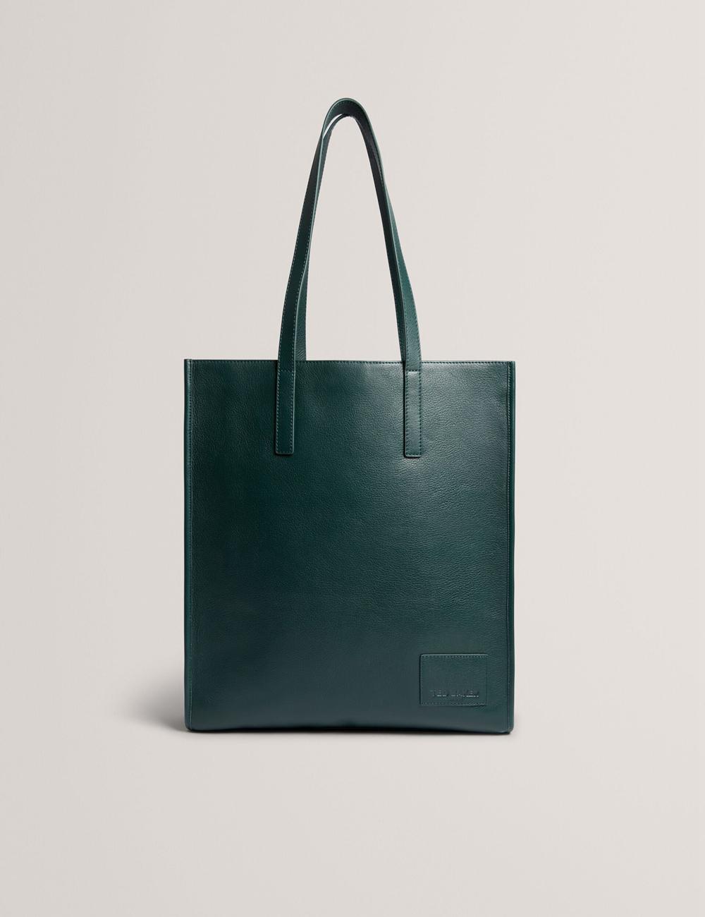 Dk-Green Men Ted Baker GRIFFIS - Tall Grained Leather Tote Bags | SA  JYL-605318
