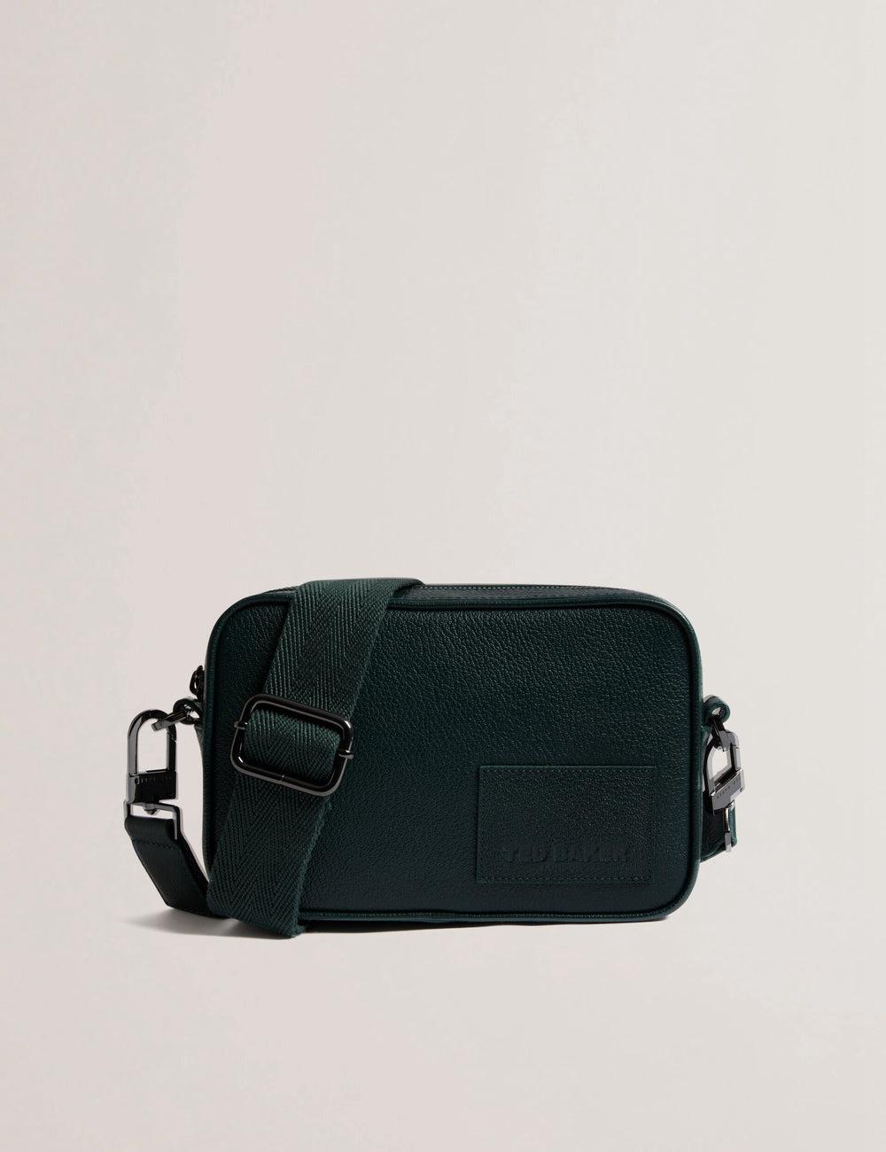 Dk-Green Men Ted Baker GRIFIN - Grained Leather Crossbody Pouch Crossbody Bags | SA  SOE-145086