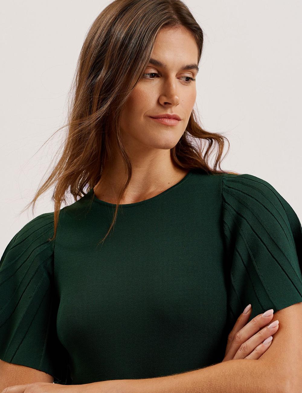Dk-Green Women Ted Baker ALENHA - Knitted Angel Sleeve Mini Dresses | SA  HQB-250387