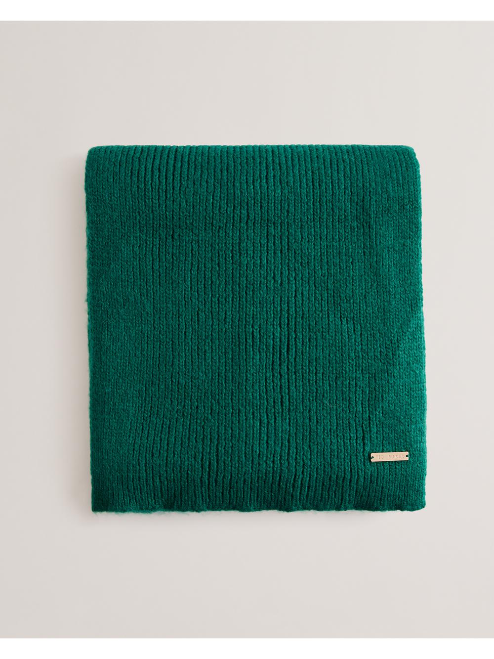 Dk-Green Women Ted Baker LIDIIES - Ribbed Wool Blend Knitted Scarves | SA  VAL-597836