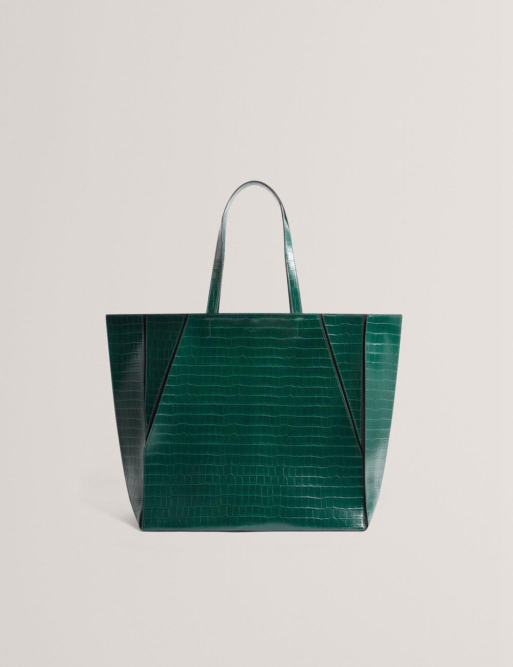 Dk-Green Women Ted Baker SOPHYNA - Croc Effect Folding Shopper Shopper Bags | SA  YSE-806324