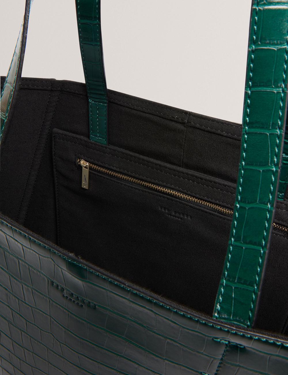 Dk-Green Women Ted Baker SOPHYNA - Croc Effect Folding Shopper Shopper Bags | SA  YSE-806324