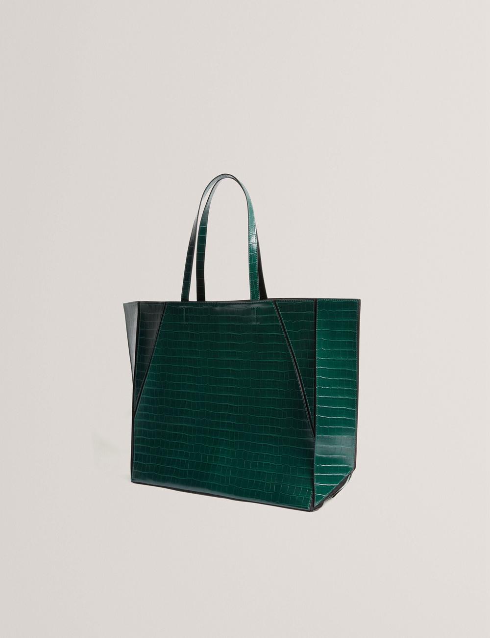 Dk-Green Women Ted Baker SOPHYNA - Croc Effect Folding Shopper Shopper Bags | SA  YSE-806324