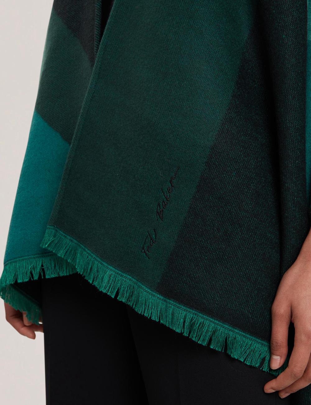 Dk-Green Women Ted Baker SUFFIA - Colour Block Buckled Woven Ponchos | SA  BWA-892673