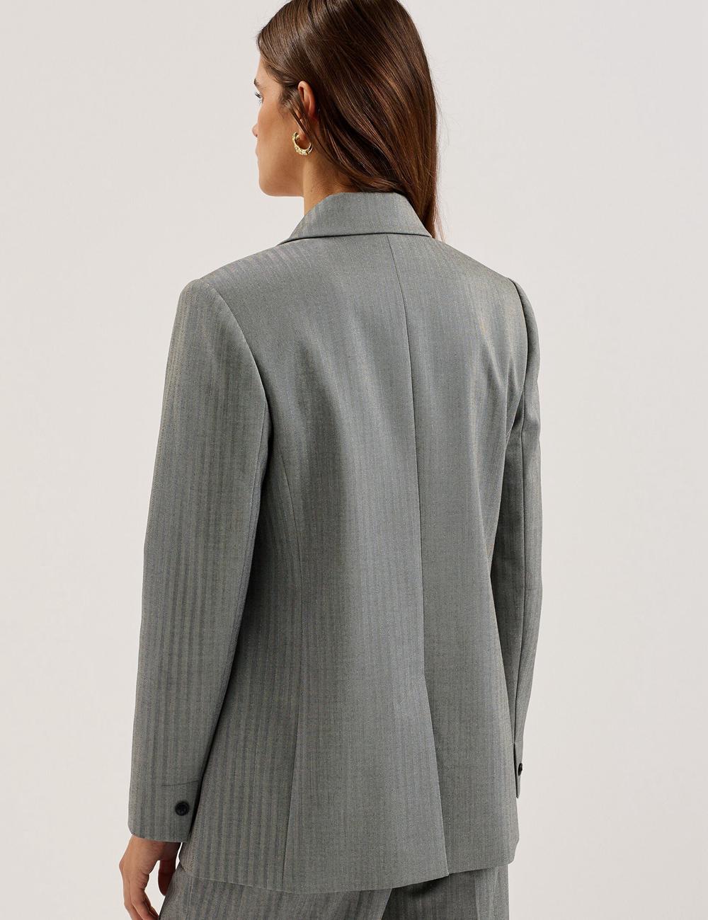 Dk-Grey Women Ted Baker KOA - Oversized Herringbone Single Breasted Blazers | SA  VQP-901357