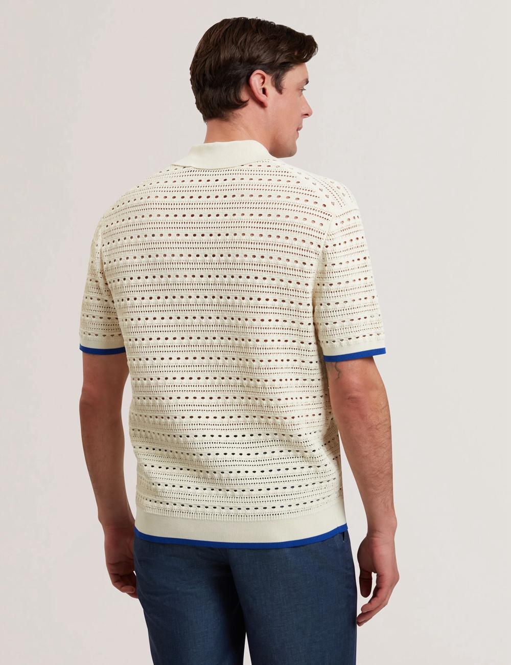 Ecru Men Ted Baker BARRI - Short Sleeve Crochet Embroidered Casual Shirts | SA  DYI-653987
