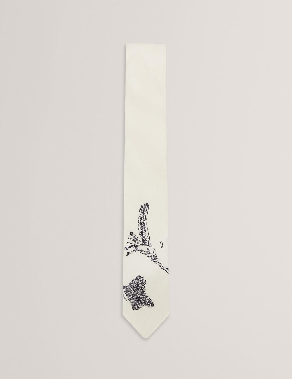 Ecru Men Ted Baker BENHALL - Seagull Graphic Silk Ties | SA  XQR-632504