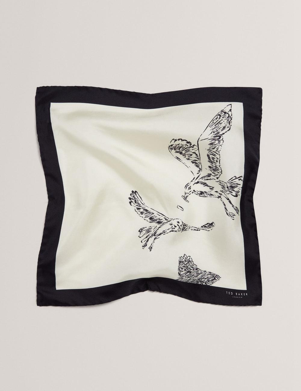 Ecru Men Ted Baker BENHALP - Seagull Graphic Silk Pocket Pocket Squares | SA  CYW-940678