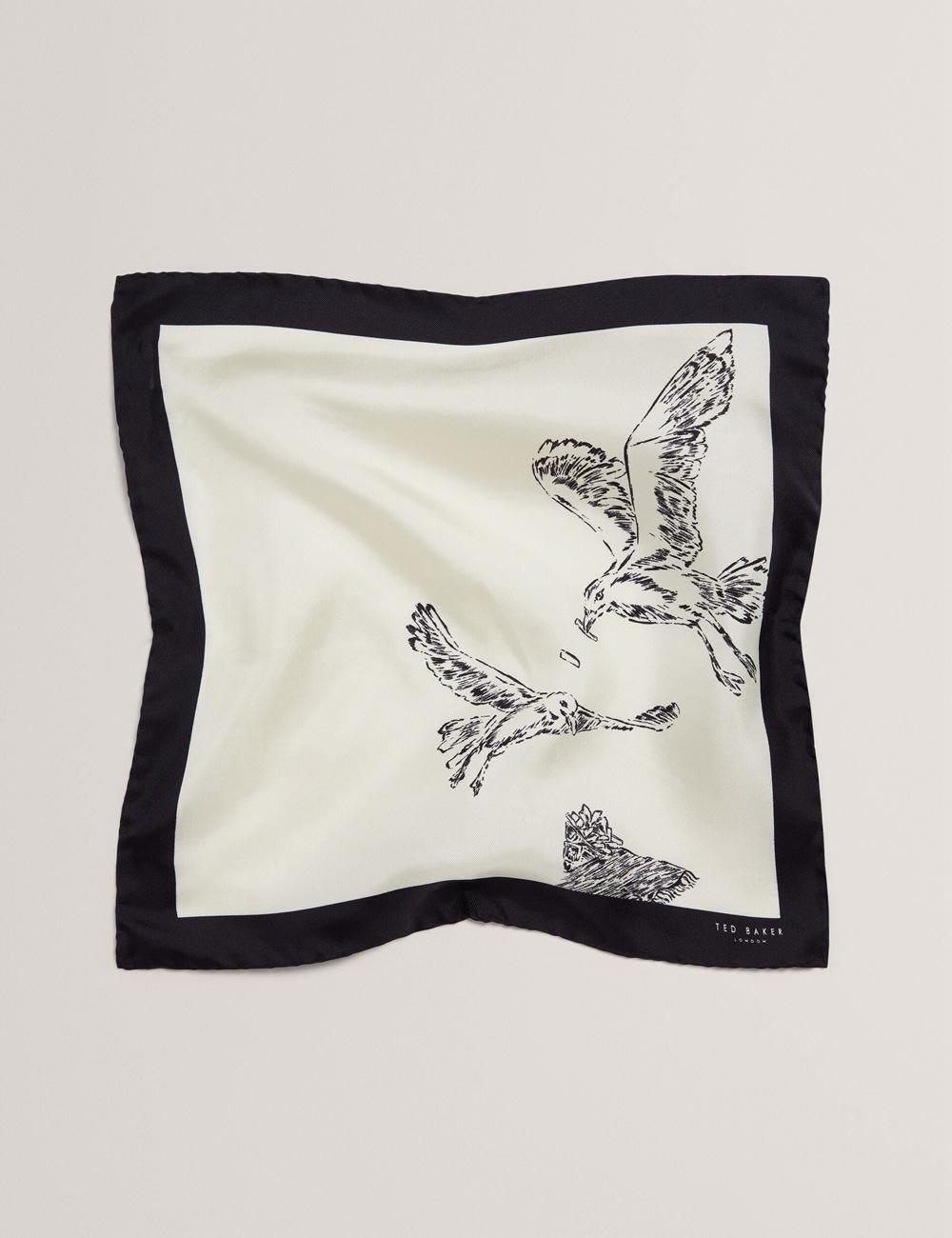 Ecru Men Ted Baker BENHALP - Seagull Graphic Silk Pocket Pocket Squares | SA  CYW-940678