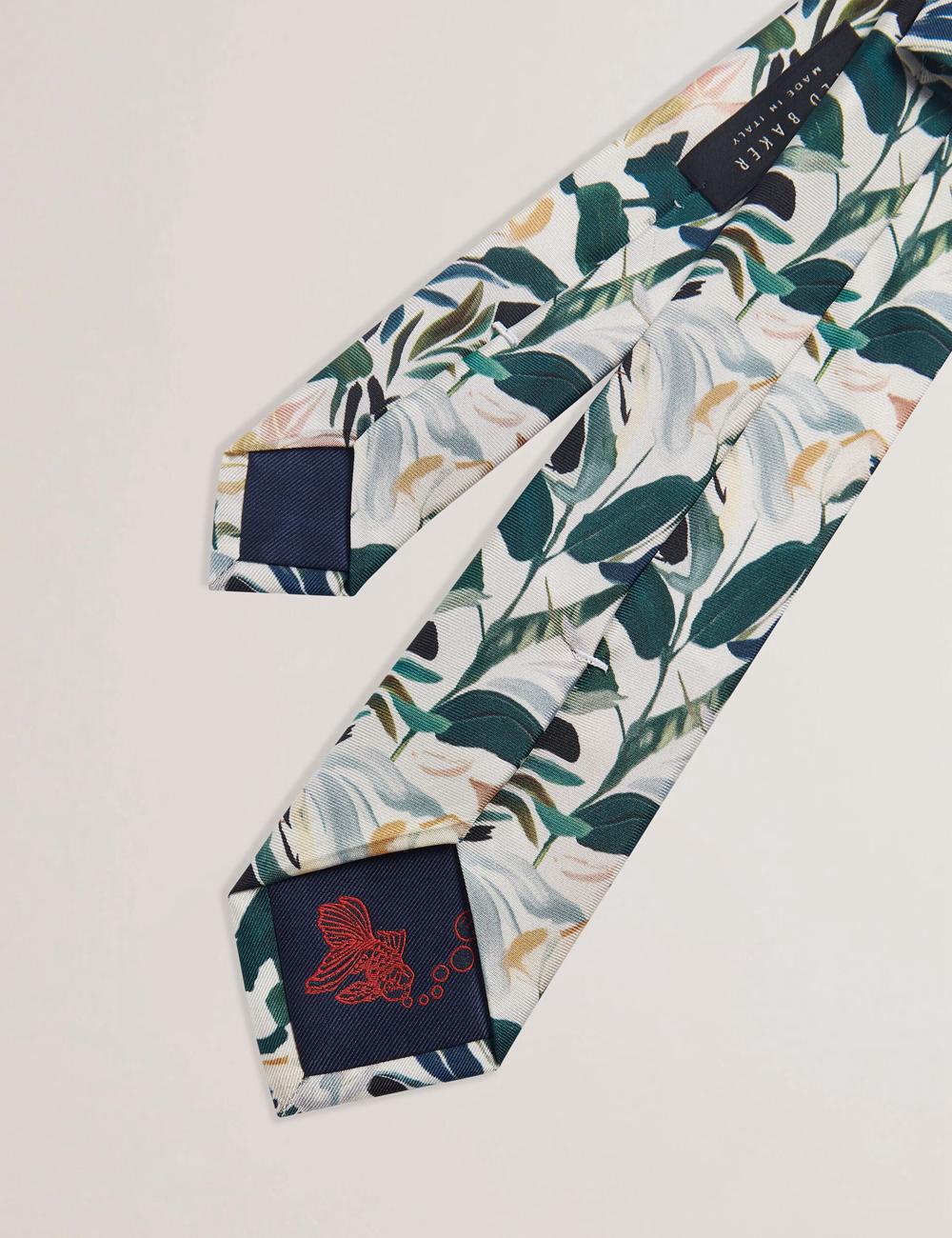 Ecru Men Ted Baker BOYTONN - Painted Floral Print Silk Ties | SA  BNY-579234