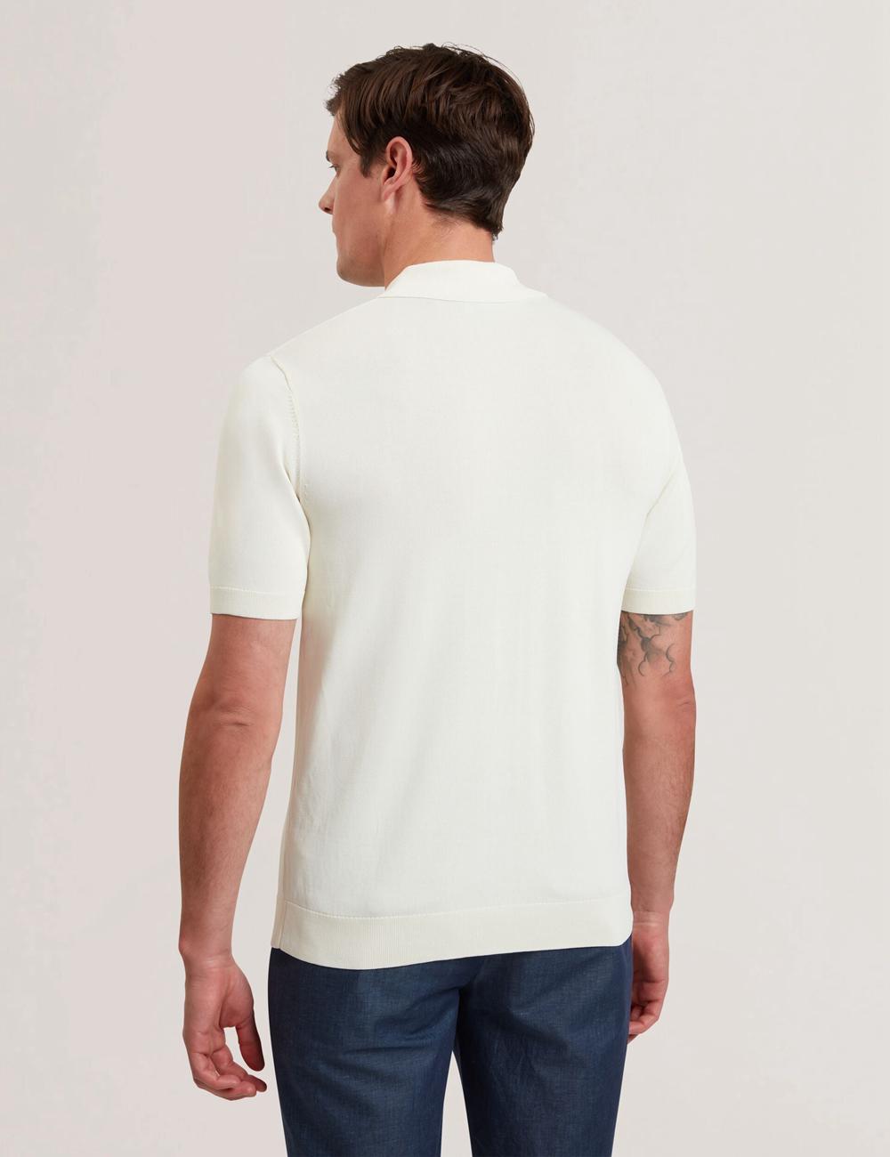 Ecru Men Ted Baker RUITS - Short Sleeve Floral Placement Polos Shirts | SA  TBR-275934