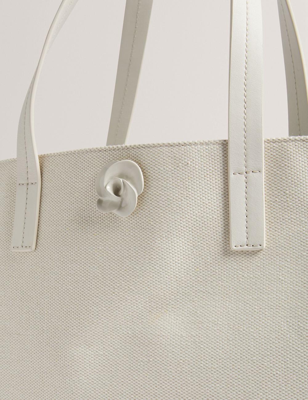 Ecru Women Ted Baker AUDOS - Rose Detail Wide Canvas Tote Bags | SA  XKJ-678501