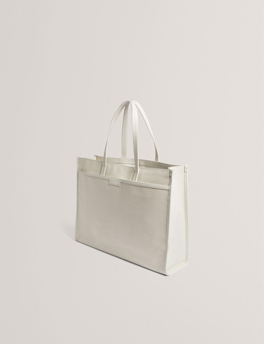 Ecru Women Ted Baker AUDOS - Rose Detail Wide Canvas Tote Bags | SA  XKJ-678501