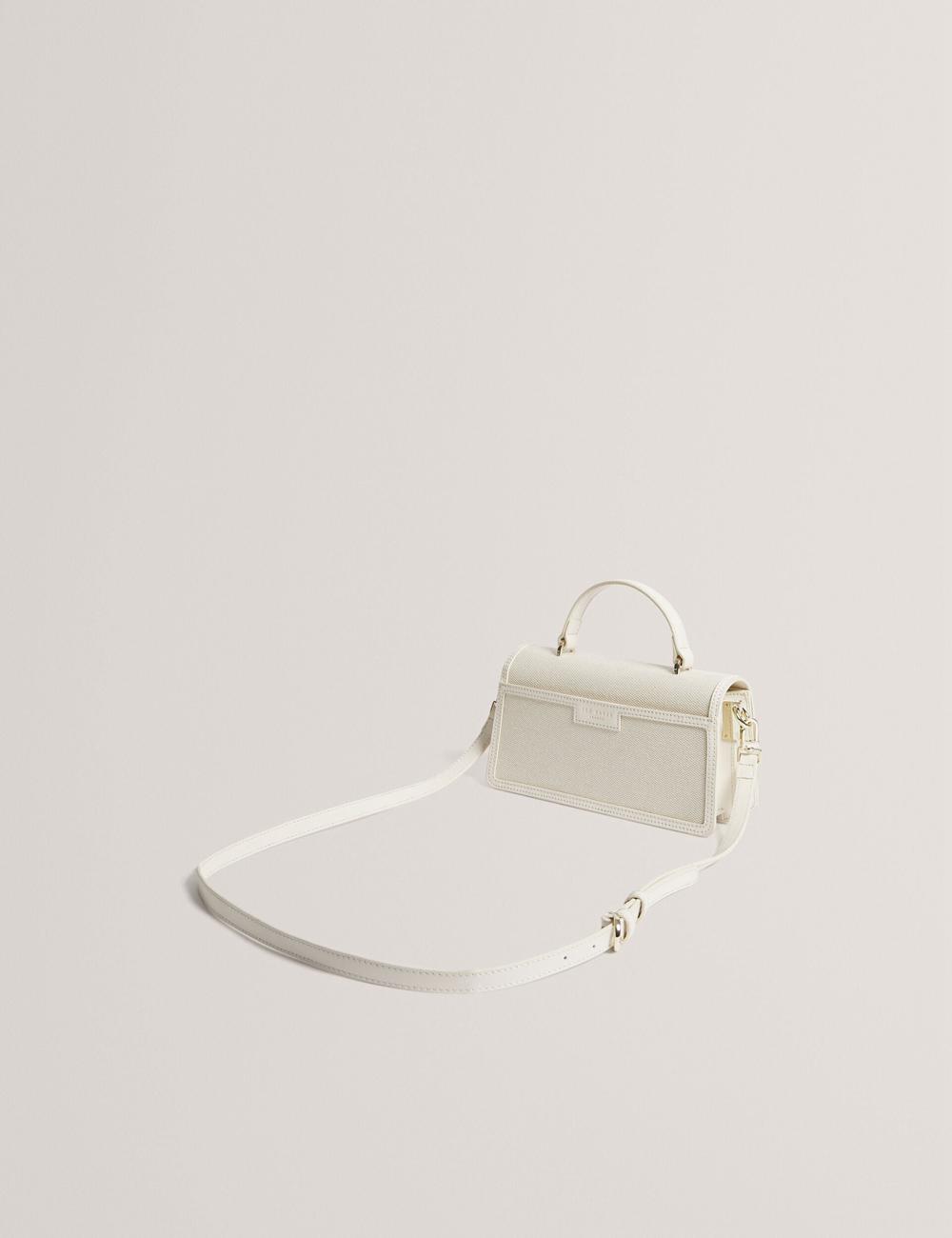 Ecru Women Ted Baker AUDRIS - Rose Detail Canvas Top Handleuette Crossbody Bags | SA  GYE-245613