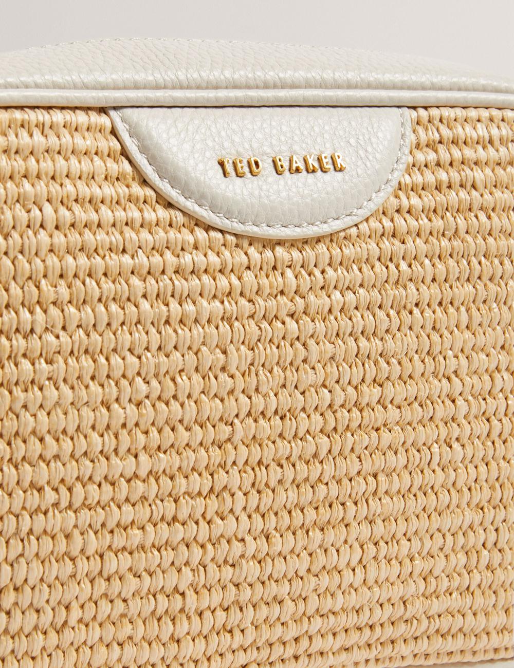 Ecru Women Ted Baker BARDAS - Faux Raffia Leather Trim Webbing Camera Camera Bag | SA  DCR-074862
