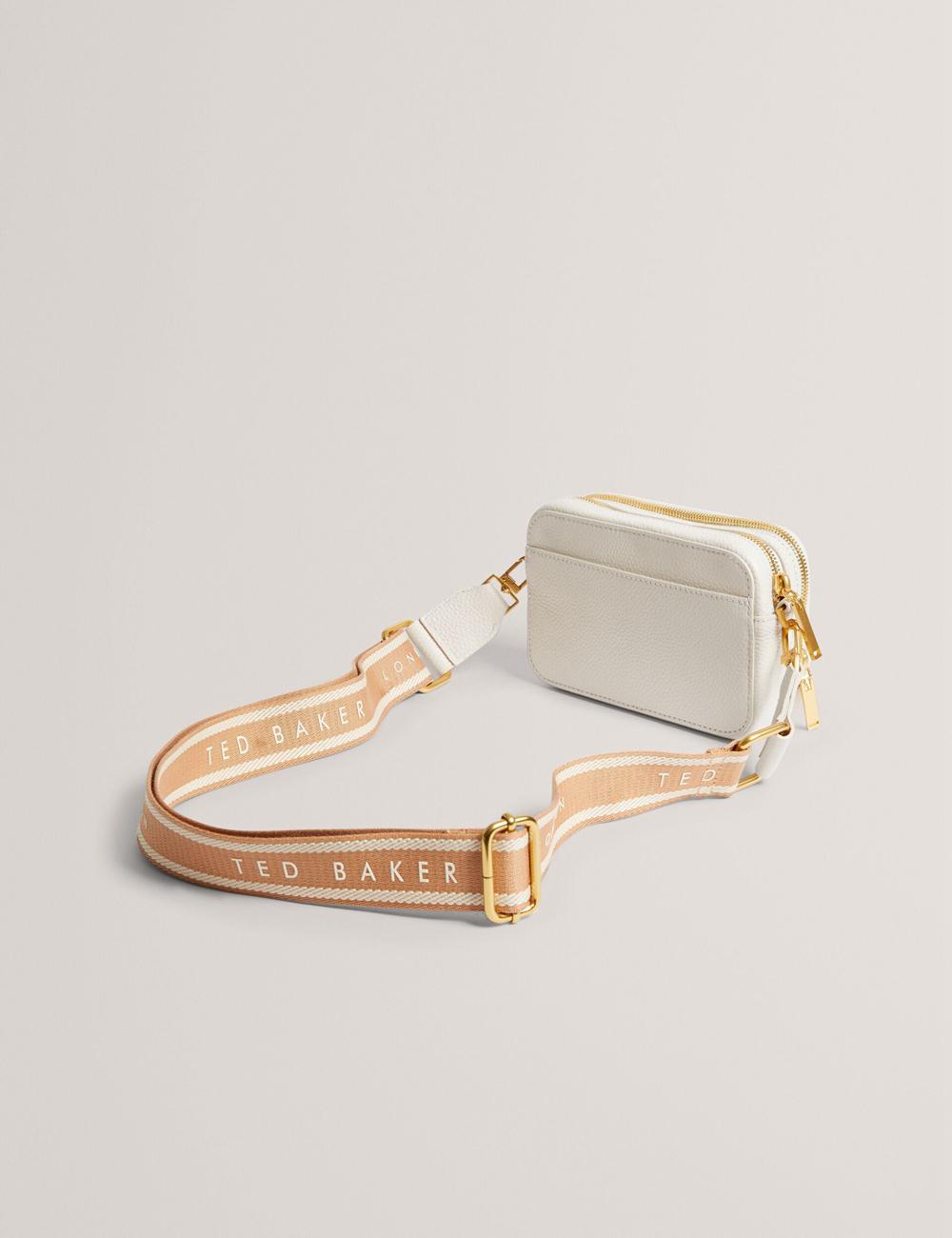 Ecru Women Ted Baker BARIA - Faux Raffia Leather Trim Mini Camera Camera Bag | SA  GYD-741056