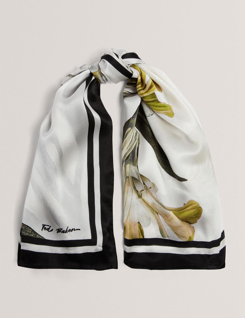 Ecru Women Ted Baker IRISSI - Floral Graphic Print Square Silk Scarves | SA  MYL-260397