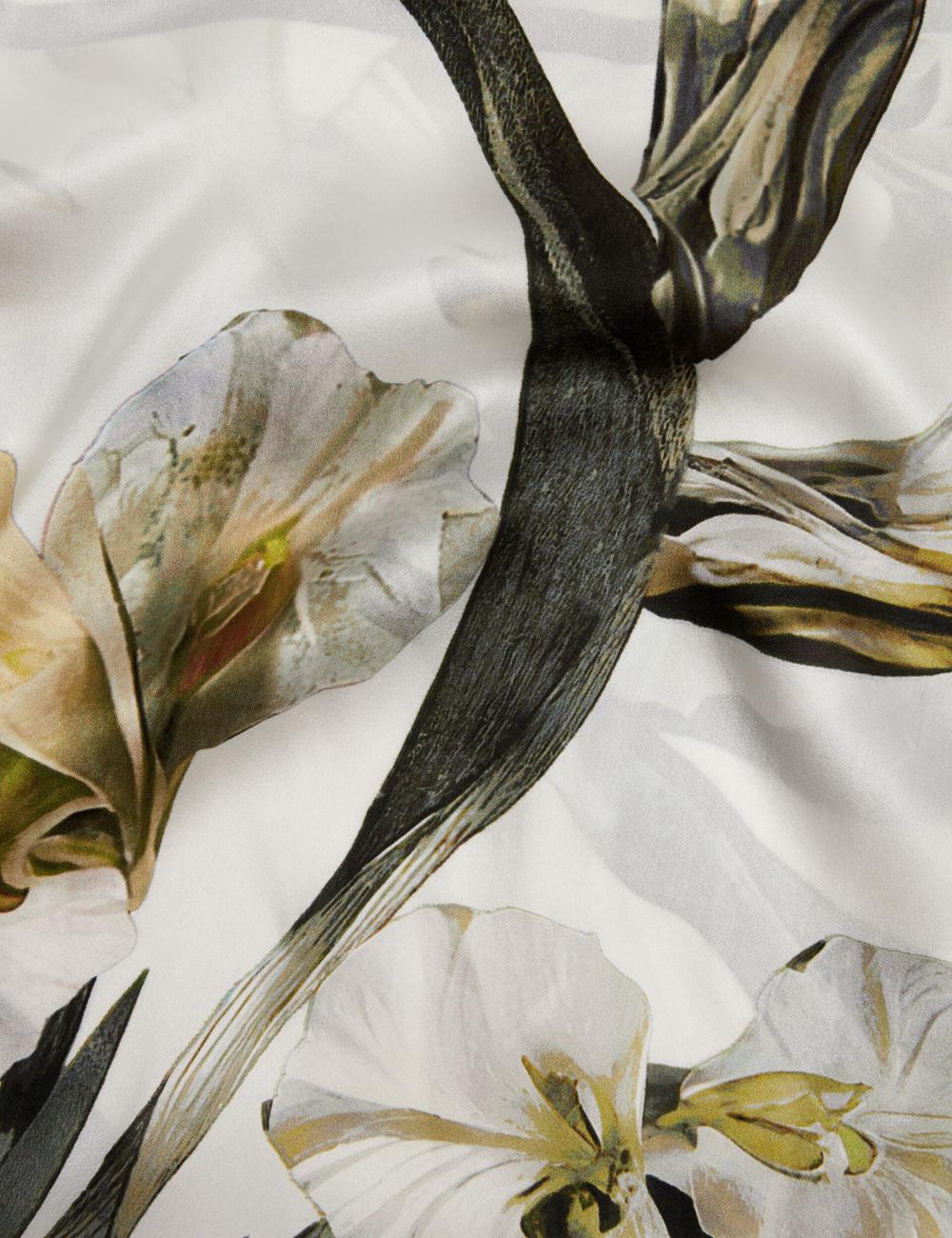 Ecru Women Ted Baker IRISSI - Floral Graphic Print Square Silk Scarves | SA  MYL-260397