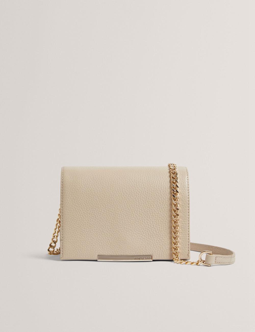 Ecru Women Ted Baker ROUSEN - Bar Detail Fold Over Leather Crossbody Bags | SA  EOP-801726