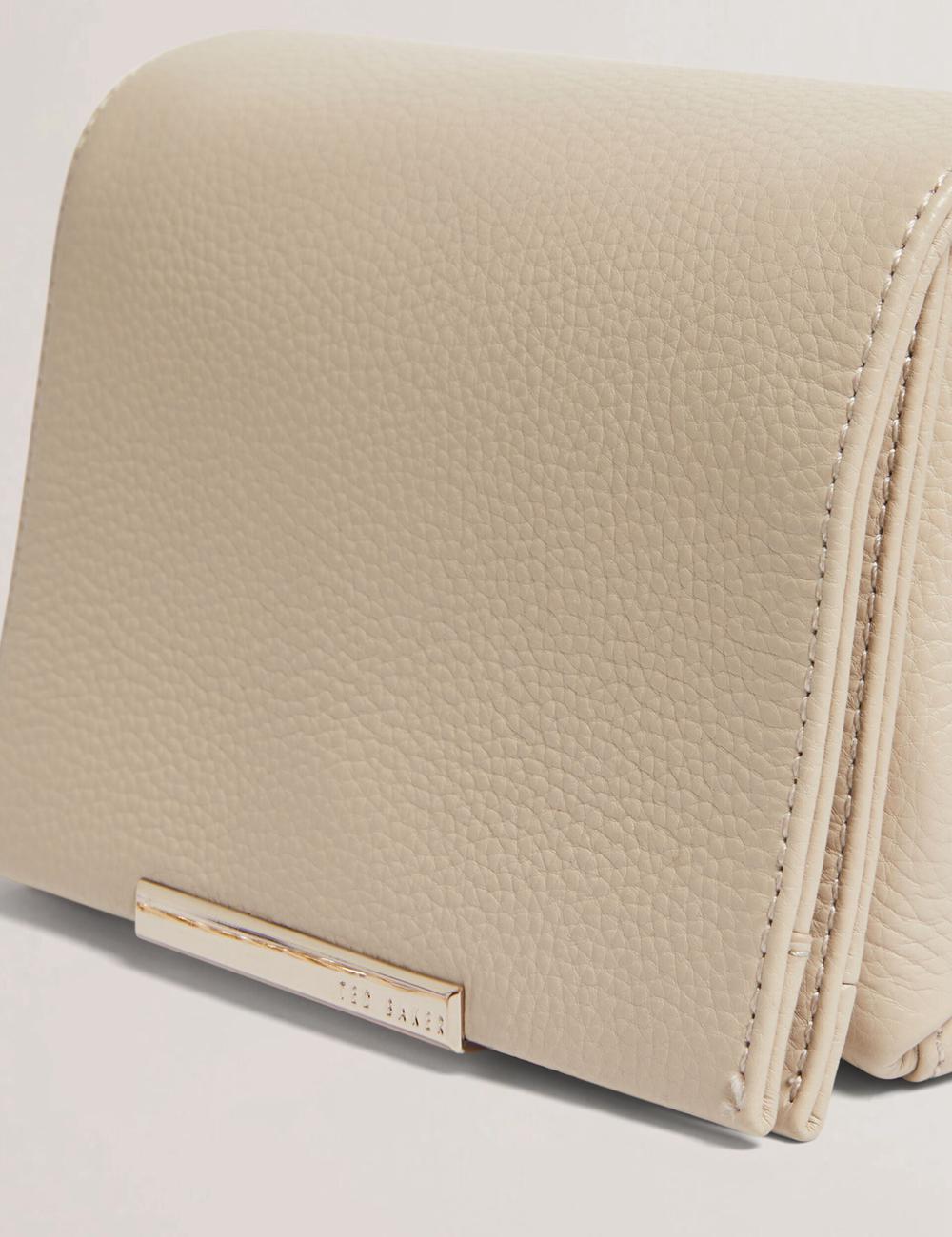 Ecru Women Ted Baker ROUSEN - Bar Detail Fold Over Leather Crossbody Bags | SA  EOP-801726