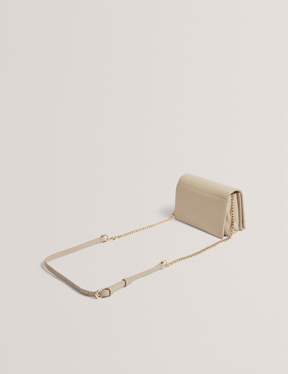 Ecru Women Ted Baker ROUSEN - Bar Detail Fold Over Leather Crossbody Bags | SA  EOP-801726
