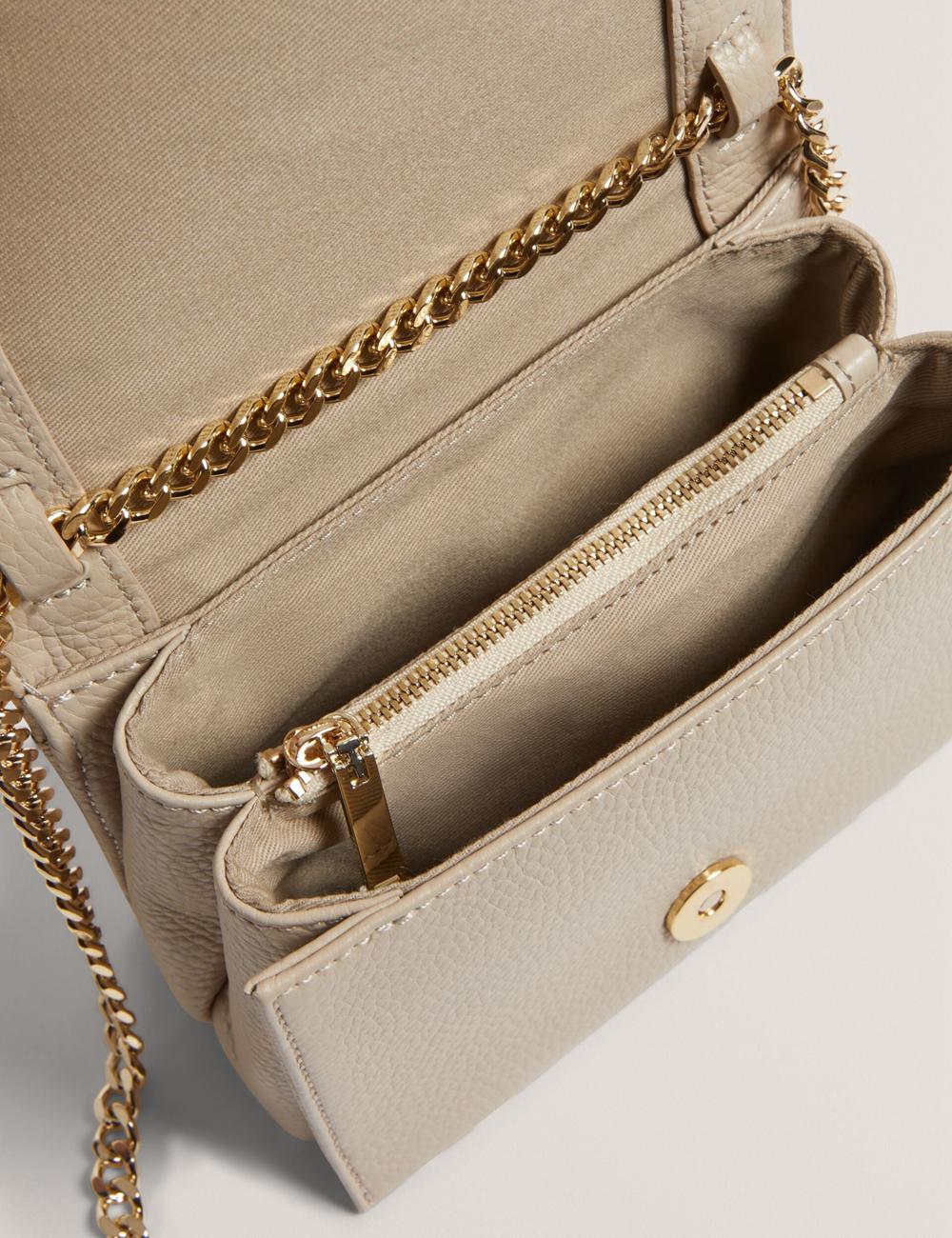 Ecru Women Ted Baker ROUSEN - Bar Detail Fold Over Leather Crossbody Bags | SA  EOP-801726