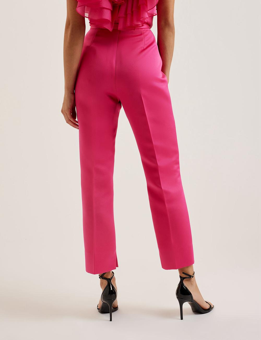 Fuchsia Women Ted Baker AKENIT - Satin Tailored Slim Leg Trousers | SA  KOV-205649