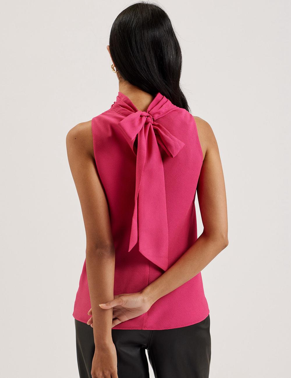 Fuchsia Women Ted Baker ANINI - Textured High Neck Sleeveless Top Blouses | SA  IZB-639257