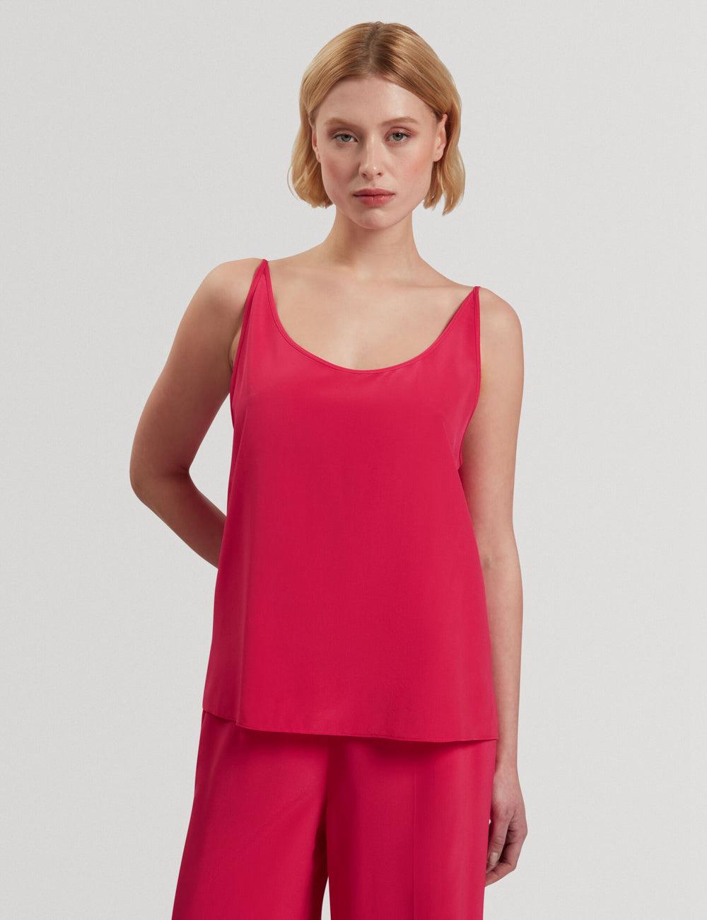 Fuchsia Women Ted Baker CADASA - Pure Silk Scoop Neck Cami Tops | SA  YZL-415096