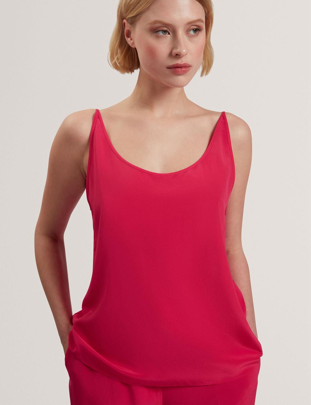 Fuchsia Women Ted Baker CADASA - Pure Silk Scoop Neck Cami Tops | SA  YZL-415096