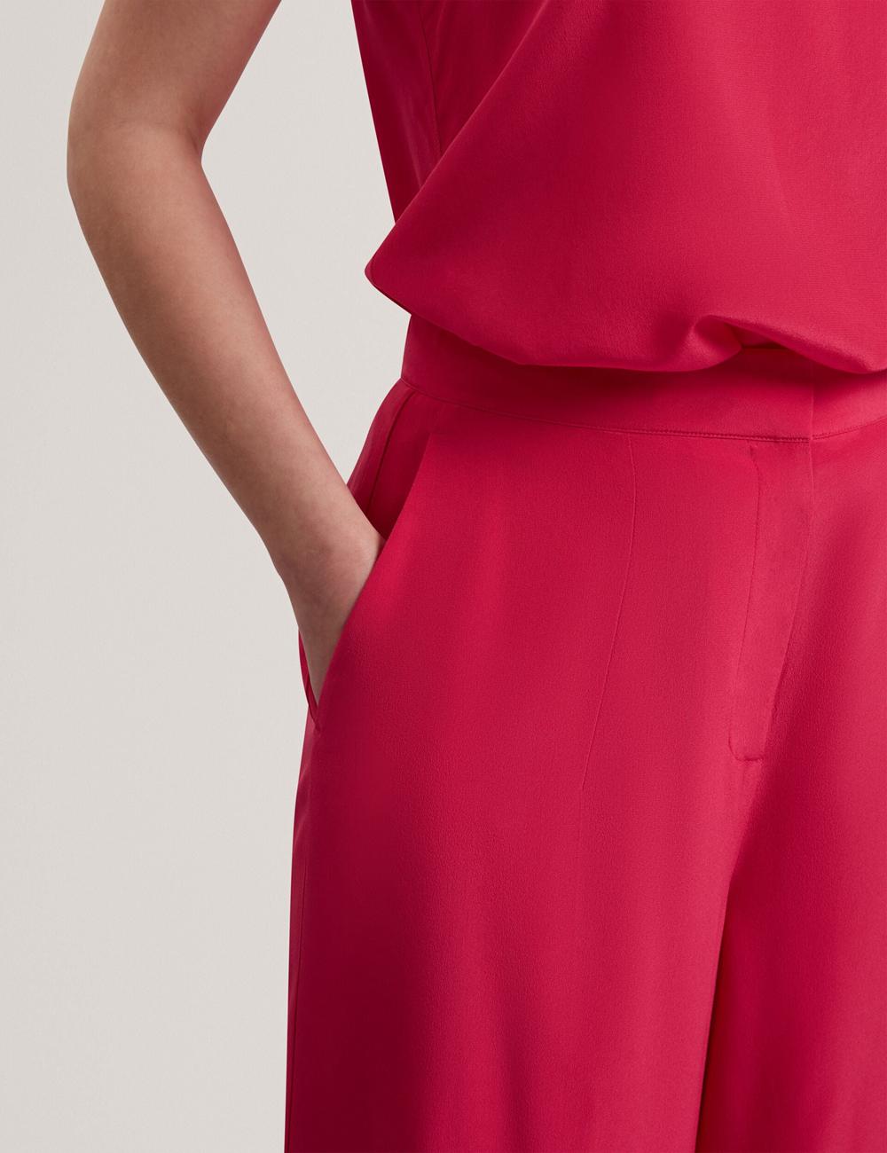 Fuchsia Women Ted Baker CARLOET - Silk Wide Leg Tailored Trousers | SA  WXM-952687