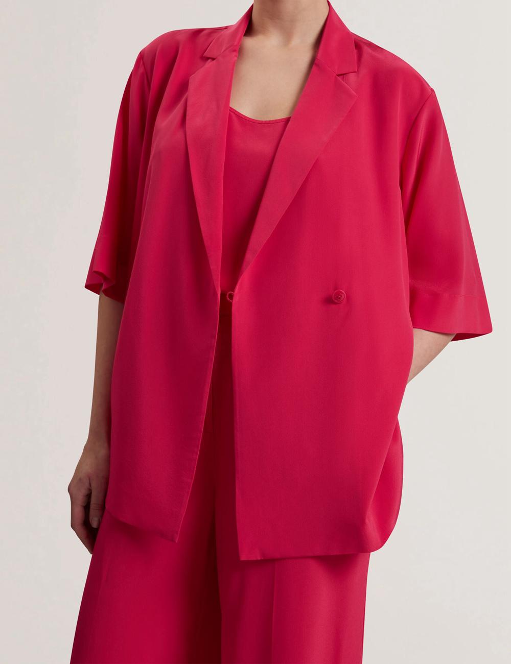 Fuchsia Women Ted Baker CARLOE - Silk Short Sleeve Blazers | SA  ZBO-860317