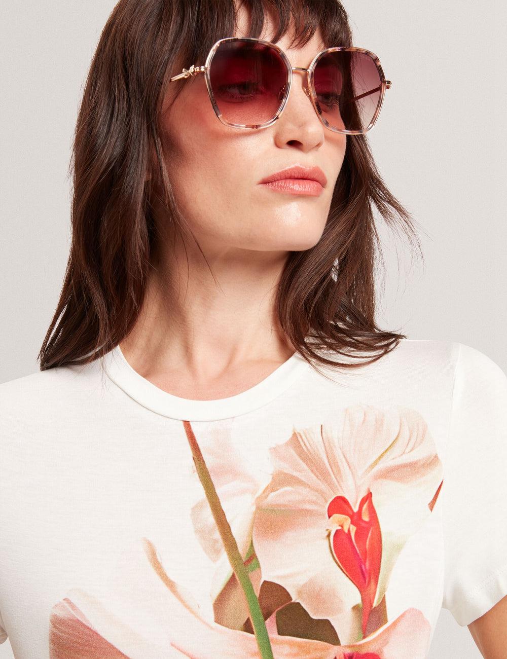 Gloss Pattern Women Ted Baker KIRA - Oversized Metal Frame Hexagon Sunglasses | SA  XDS-708251