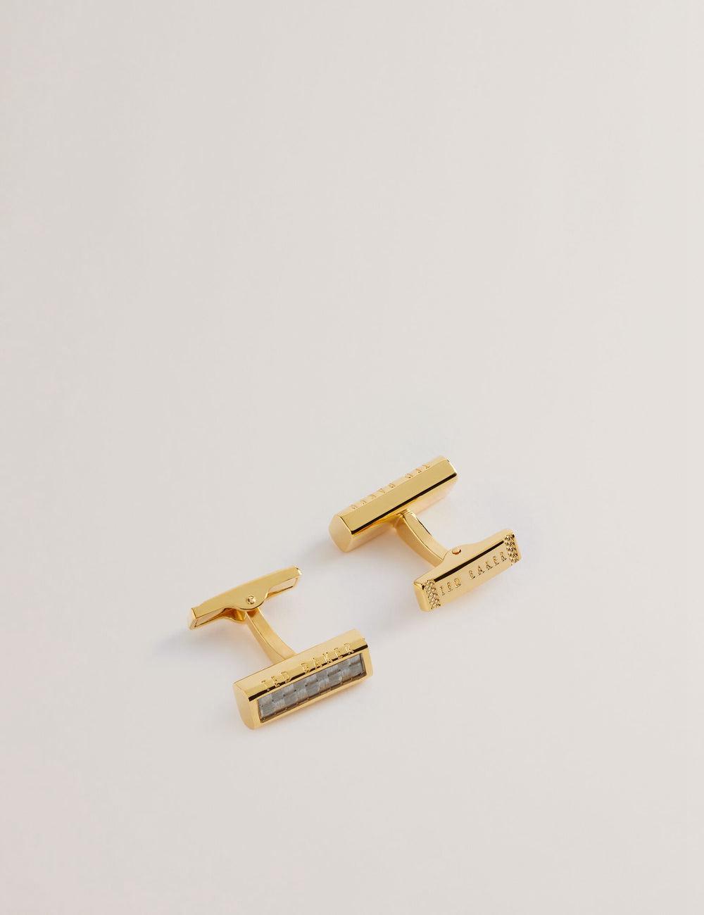 Gold Men Ted Baker CARBIE - Carbon Fibre Bar Metal Cufflinks | SA  WVF-645937