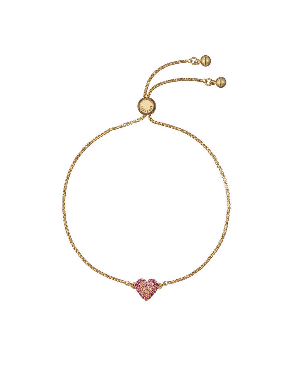 Gold Women Ted Baker ADORIA - Mini Crystal Heart Adjustable Bracelets | SA  QOA-079435