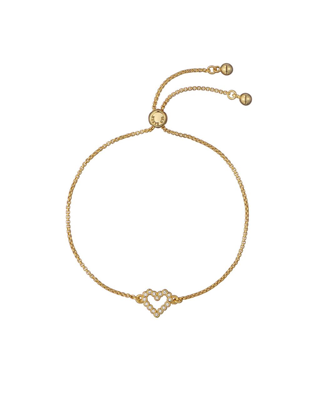 Gold Women Ted Baker AMORITA - Crystal Open Heart Adjustable Bracelets | SA  EXD-432710