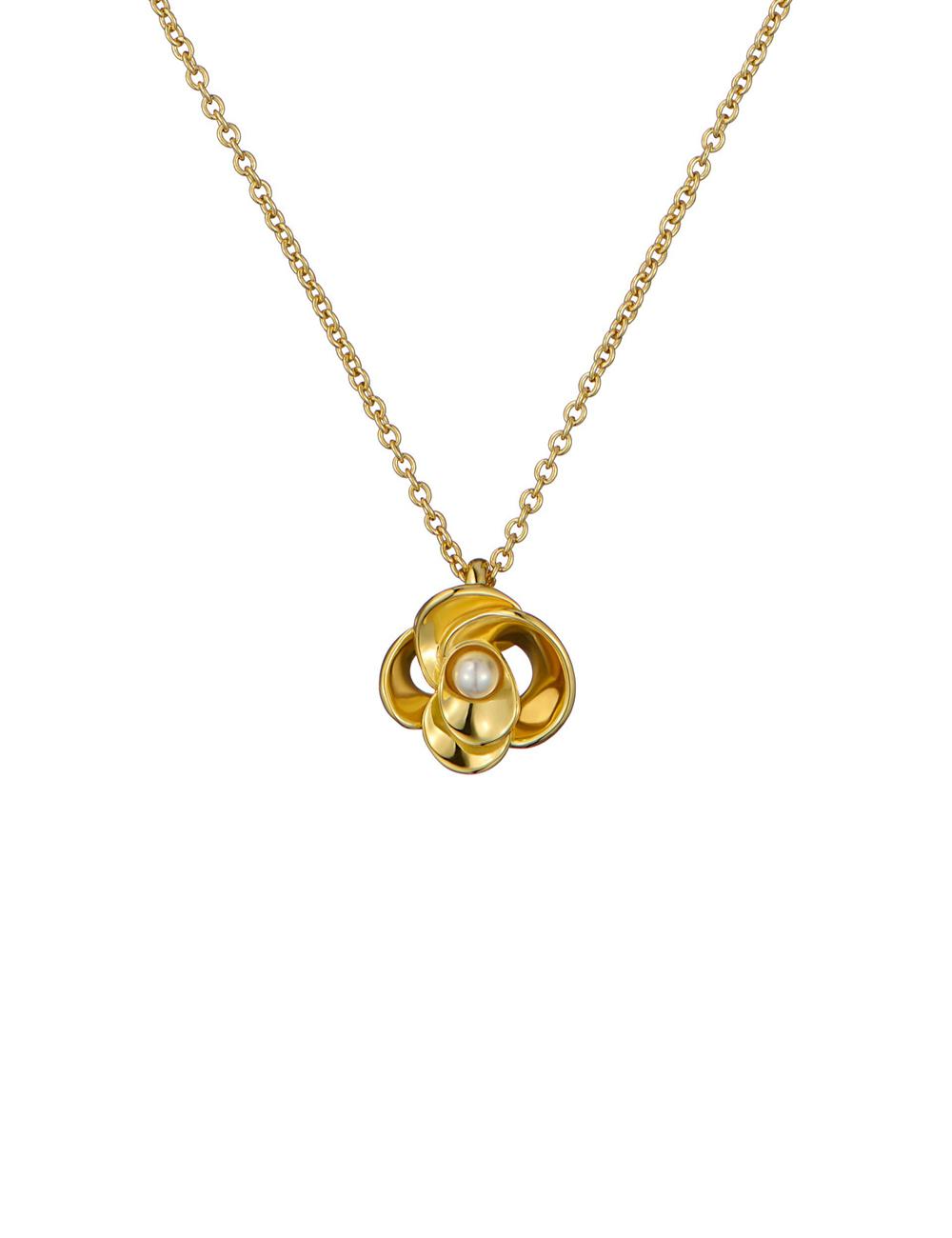 Gold Women Ted Baker FLORA - Pearl Detail Flower Pendant Necklaces | SA  KED-726894