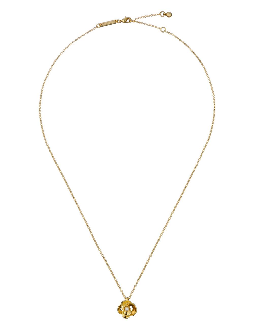 Gold Women Ted Baker FLORA - Pearl Detail Flower Pendant Necklaces | SA  KED-726894