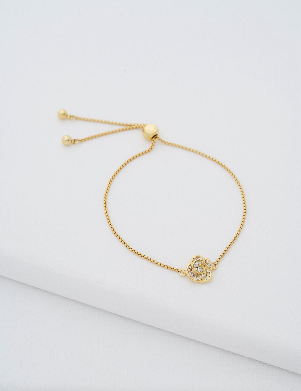 Gold Women Ted Baker FLORINA - Crystal Flower Adjustable Bracelets | SA  HYE-549726