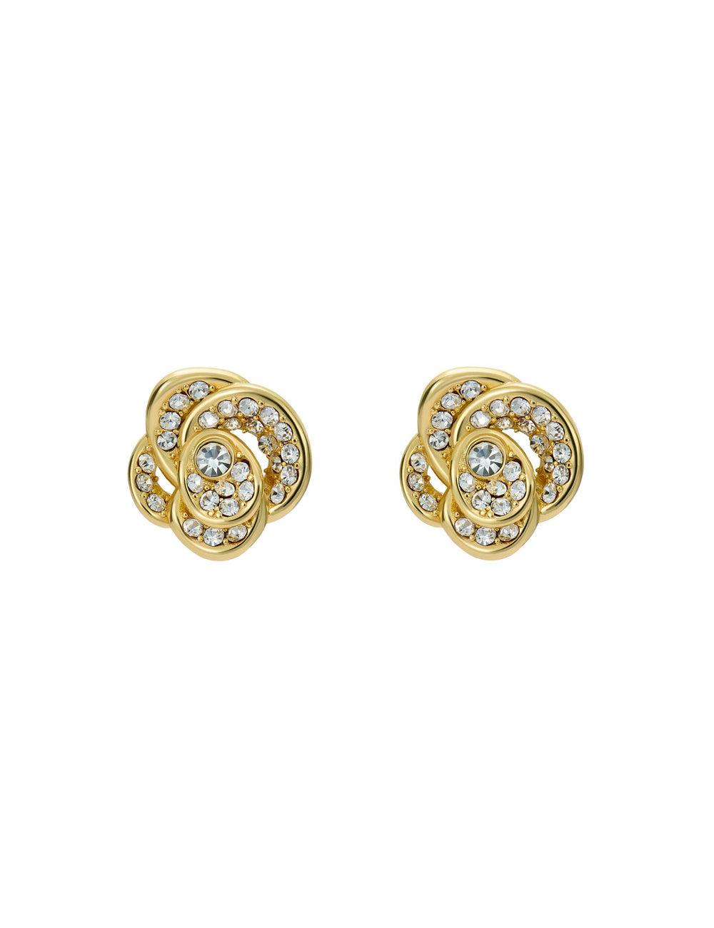 Gold Women Ted Baker FLORINE - Crystal Flower Stud Earrings | SA  UTQ-276983