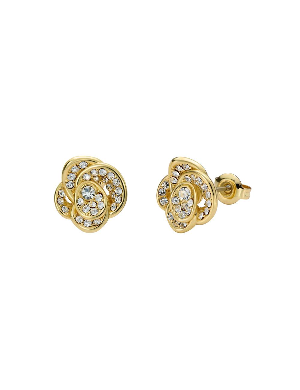 Gold Women Ted Baker FLORINE - Crystal Flower Stud Earrings | SA  UTQ-276983