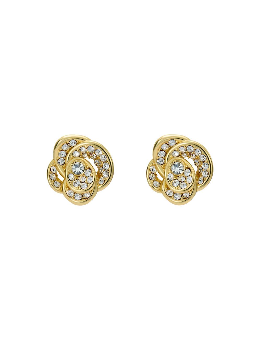 Gold Women Ted Baker FLORINE - Crystal Flower Stud Earrings | SA  UTQ-276983