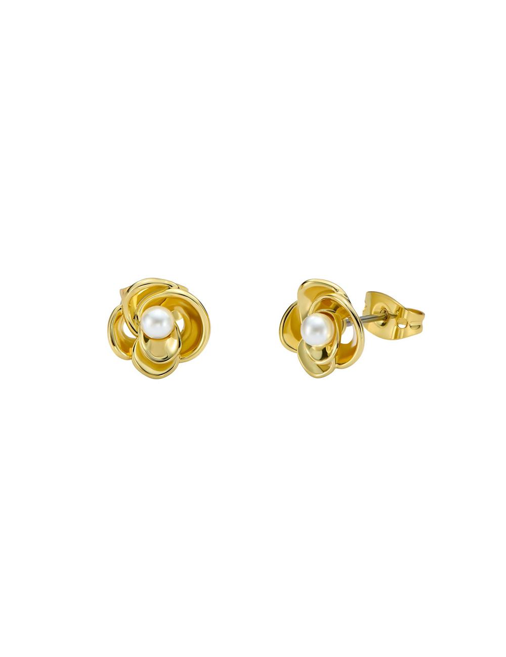 Gold Women Ted Baker FLO - Pearl Flower Stud Earrings | SA  NOX-856237
